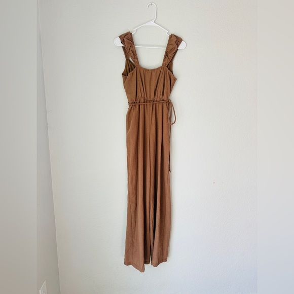 Lily Rose Tan Jumpsuit with Tie Waist NWT - Picture 4 of 6